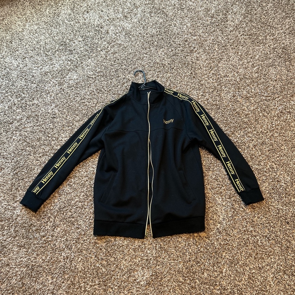 Black And Gold “Henny” Print Zip Up Jacket